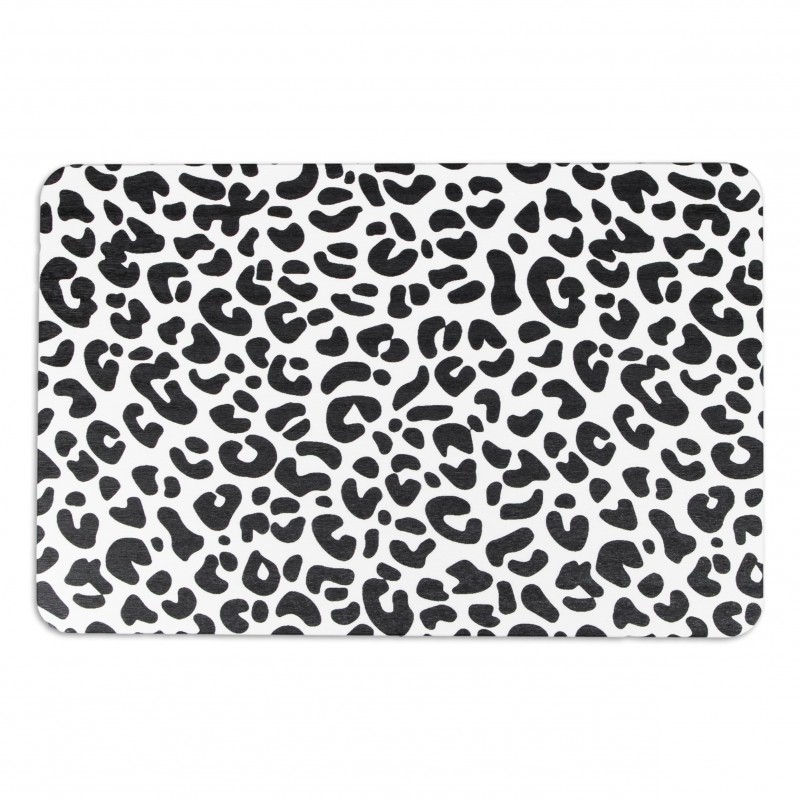 Leopard Print White Stone Non Slip Bath Mat