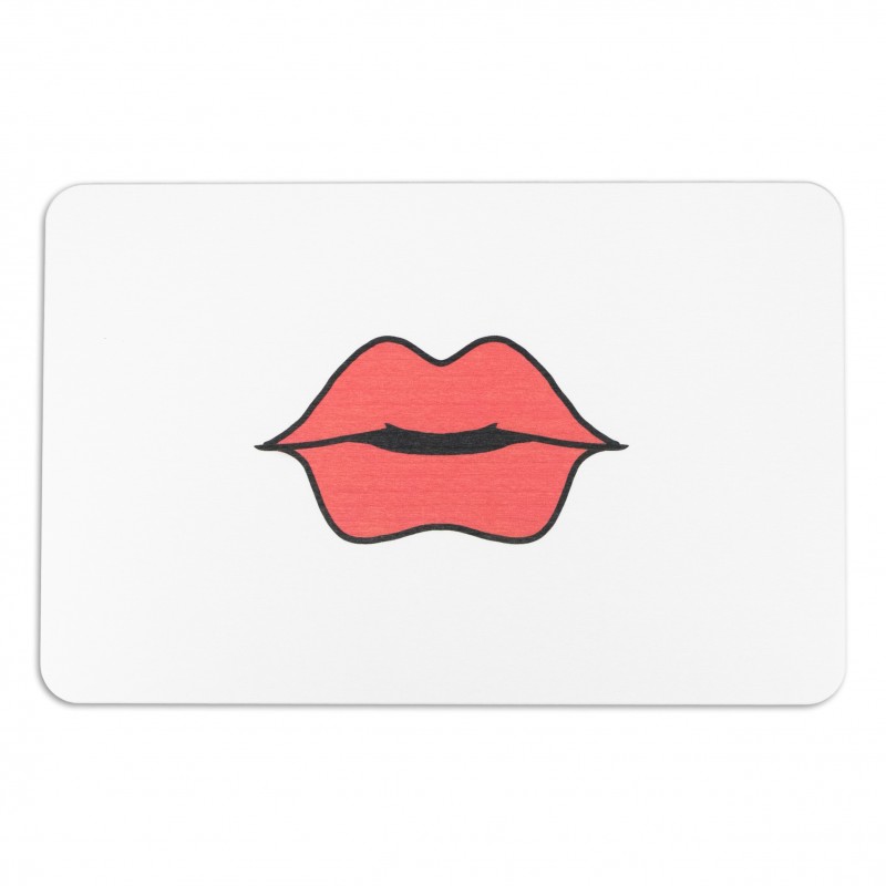 Lips White Stone Non Slip Bath Mat