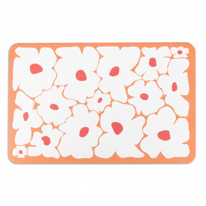 Orange Flowers White Stone Non Slip Bath Mat