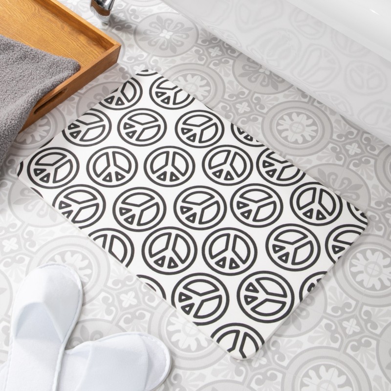 Peace White Stone Non Slip Bath Mat