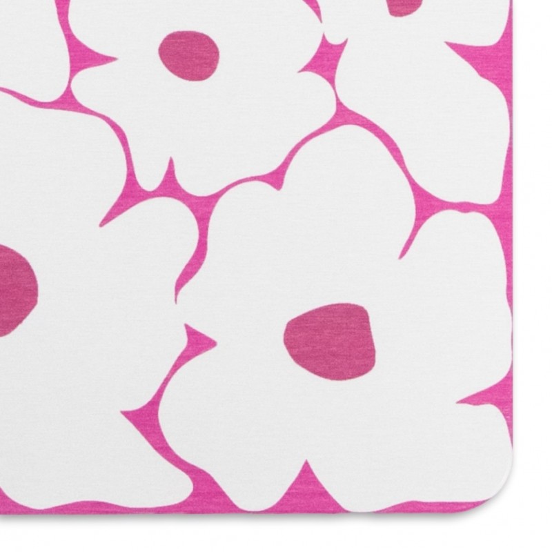 Pink Flower White Stone Non Slip Bath Mat