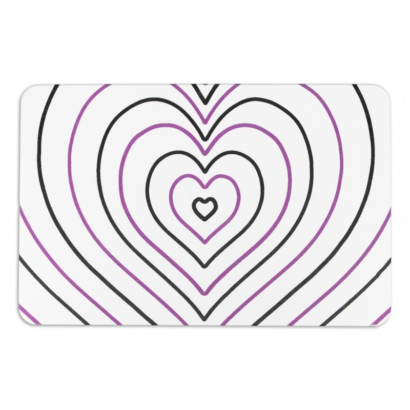 Pink Heart White Stone Non Slip Bath Mat