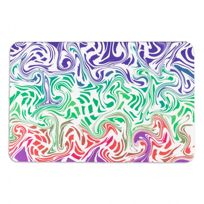 Rainbow Swirls White Stone Non Slip Bath Mat