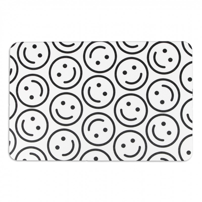 Smile Pattern White Stone Non Slip Bath Mat