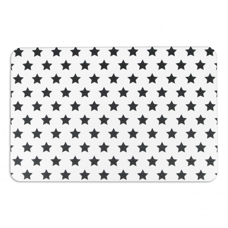 Black Stars White Stone Non Slip Bath Mat