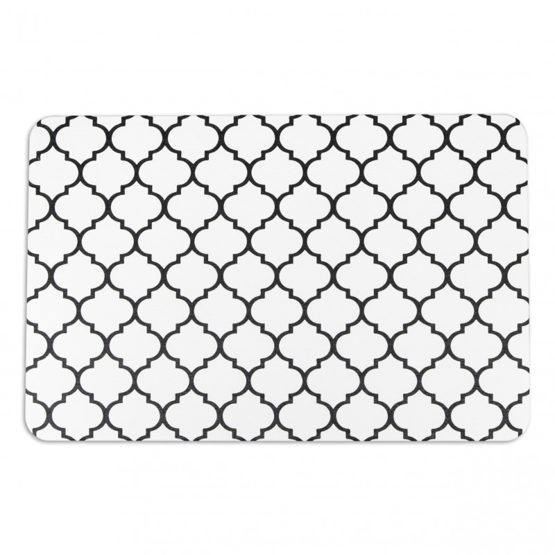 Black Trellis White Stone Non Slip Bath Mat