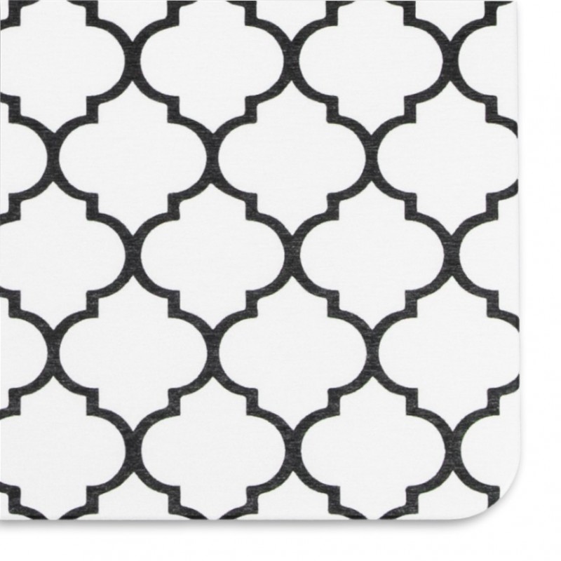 Black Trellis White Stone Non Slip Bath Mat