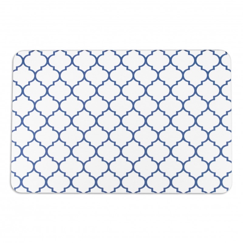 Blue Trellis White Stone Non Slip Bath Mat