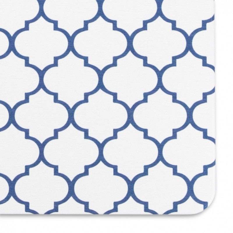 Blue Trellis White Stone Non Slip Bath Mat