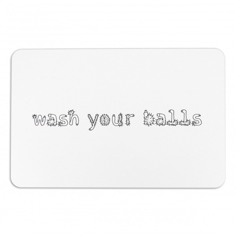 Wash Your Balls White Stone Non Slip Bath Mat