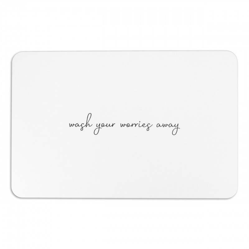 Wash Your Worries Away White Stone Non Slip Bath Mat