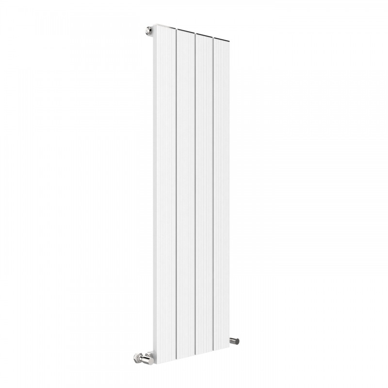 375mm (w) x 1200mm (h) "Newborough" White Vertical Single Panel Aluminium Radiator (4 Extrusions)