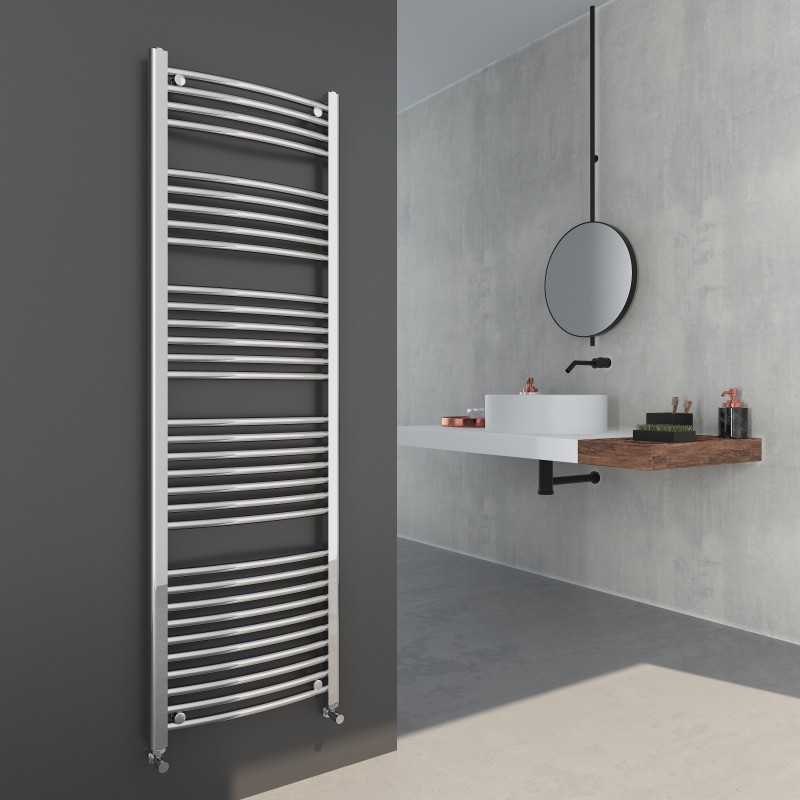 500mm (w)  x 1800mm (h) "Curved Chrome" Towel Rail