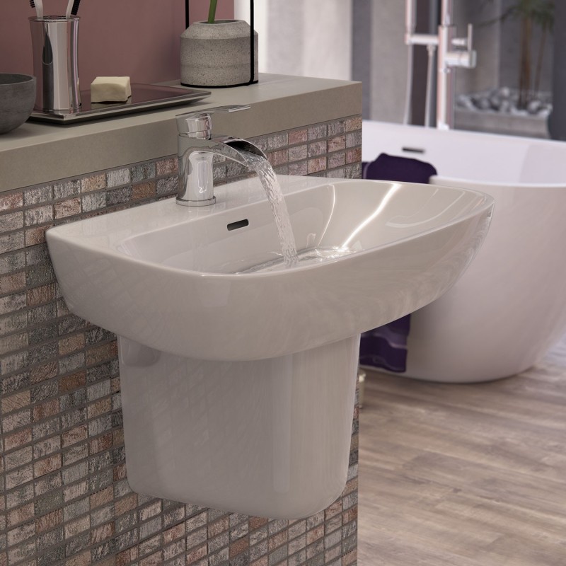 Venice 600mm(w) x 400mm(d) 1 Tap Hole Basin & Semi Pedestal