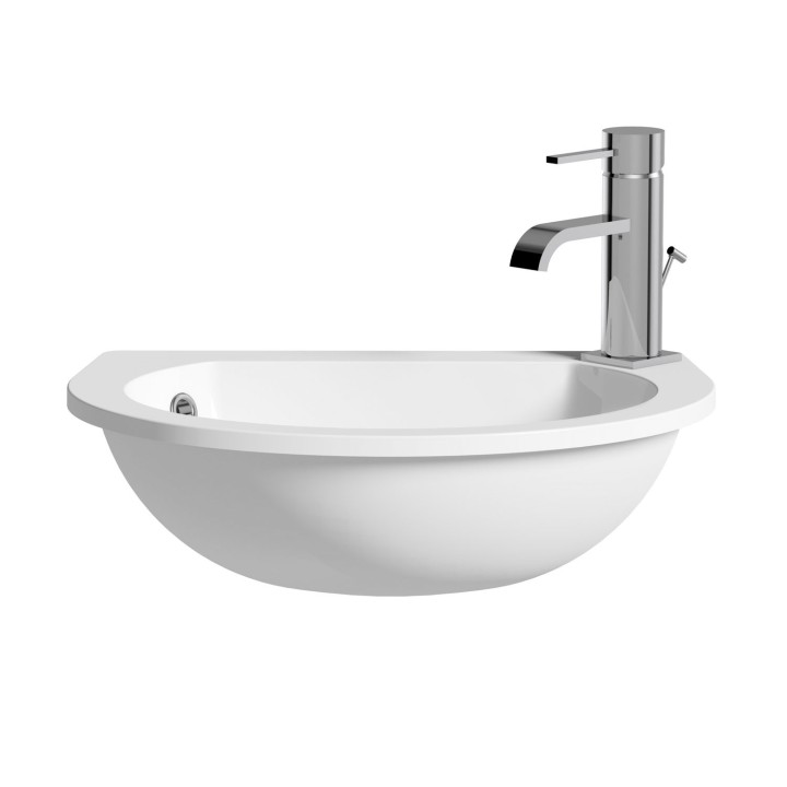 Space Saver Semi Recessed Basin 490mm (w) x 152mm (h) - 1 Tap Hole