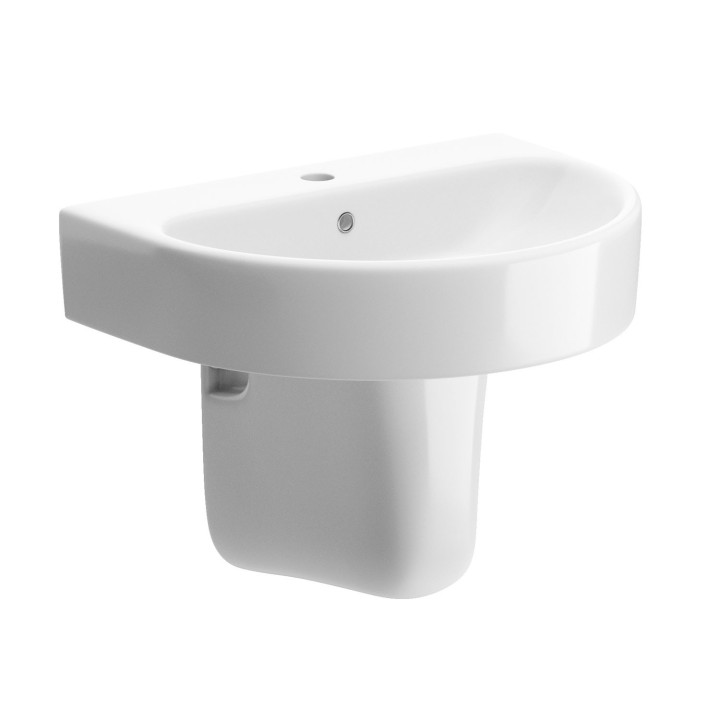 Milan Semi Pedestal Basin 555mm (w) x 430mm (h) - 1 Tap Hole