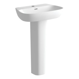 Messina Full Pedestal Basin 600mm (w) x 860mm (h) - 1 Tap Hole