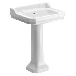 Bari Full Pedestal Traditional Basin 600mm(w) x 880mm(h) - 1 Tap Hole