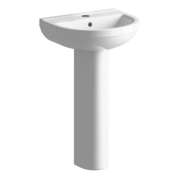 Palermo Full Pedestal Basin 500mm (w) x 810mm (h) - 1 Tap Hole