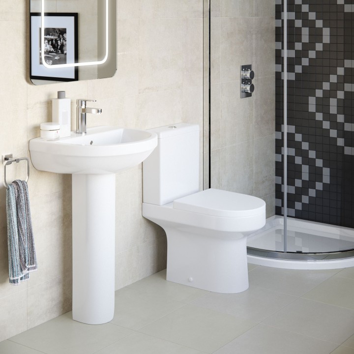 Palermo Full Pedestal Basin 500mm (w) x 810mm (h) - 1 Tap Hole