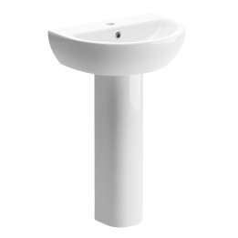 Varese Full Pedestal Basin 550mm (w) x 835mm (h) - 1 Tap Hole