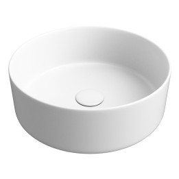 Lucca 355mm (w) Matt White Ceramic Round Washbowl & Built In Waste