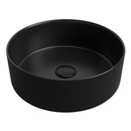 Lucca 355mm (w) Matt Black Ceramic Round Washbowl & Built In Waste