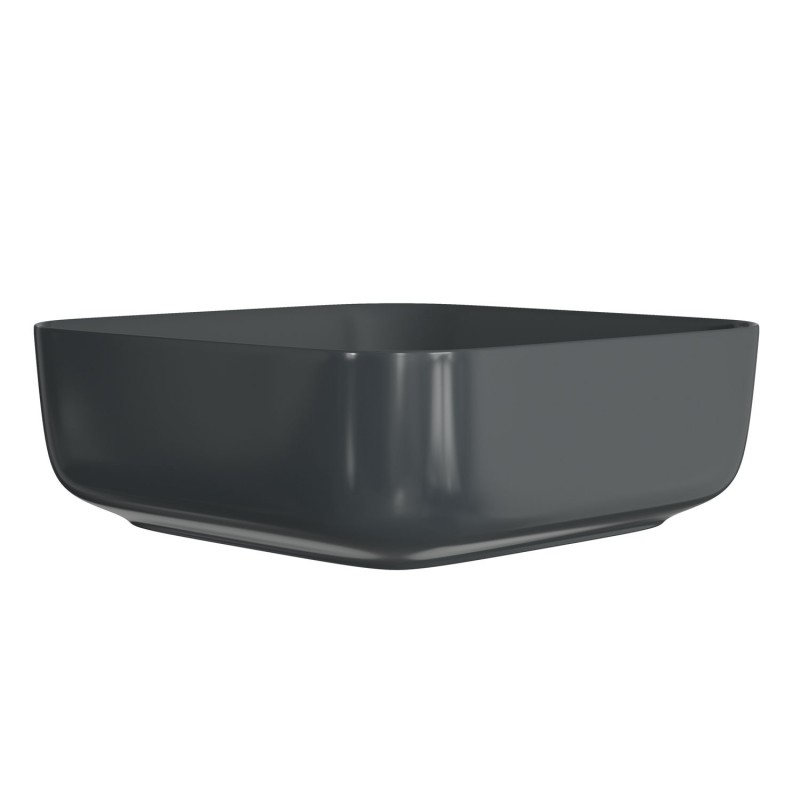 Lucca 400mm Matt Black Ceramic Square Washbowl & Waste