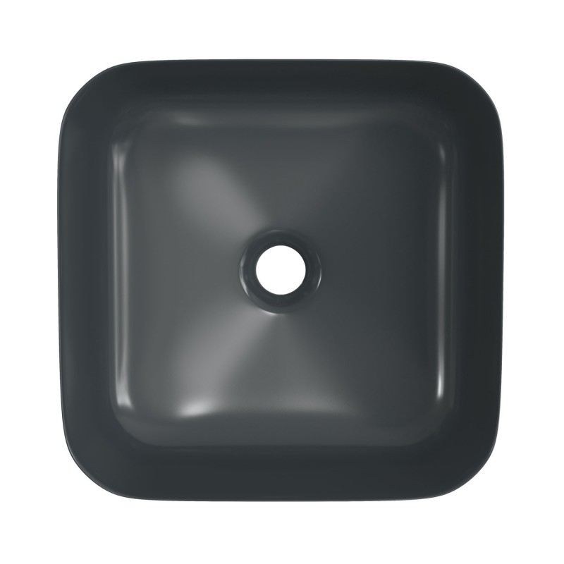 Lucca 400mm Matt Black Ceramic Square Washbowl & Waste