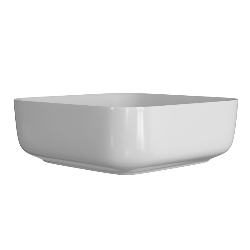 Lucca 400mm Matt White Ceramic Square Washbowl & Waste