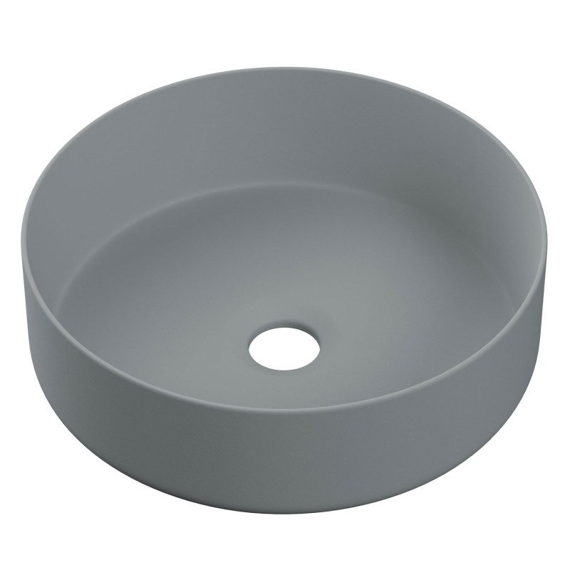 Lucca 355mm Matt Grey Ceramic Round Washbowl & Waste