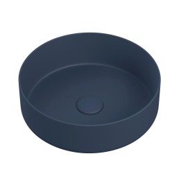 Lucca 355mm (w) Matt Deep Blue Ceramic Round Washbowl & Built In Waste