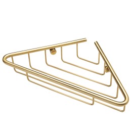Crux Brushed Brass 1-Tier Corner Shower Storage
