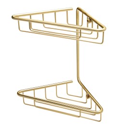 Crux Brushed Brass 2-Tier Corner Shower Storage
