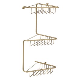 Crux Brushed Brass 3-Tier Corner Shower Storage