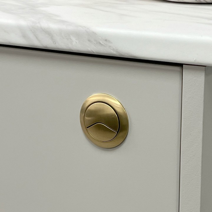 Round Dual Flush Brushed Brass Toilet Push Button (Cable) - 48mm(w)