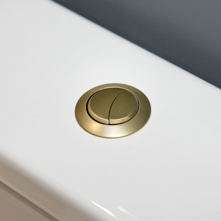 Round Dual Flush Brushed Brass Toilet Push Button (Cable) - 48mm(w)