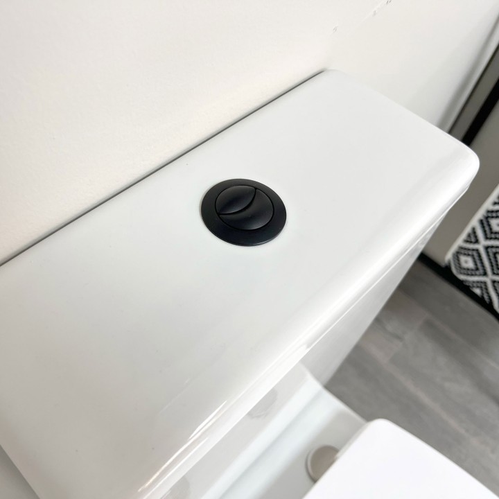 Round Dual Flush Matt Black Toilet Push Button (Cable) - 48mm(w)