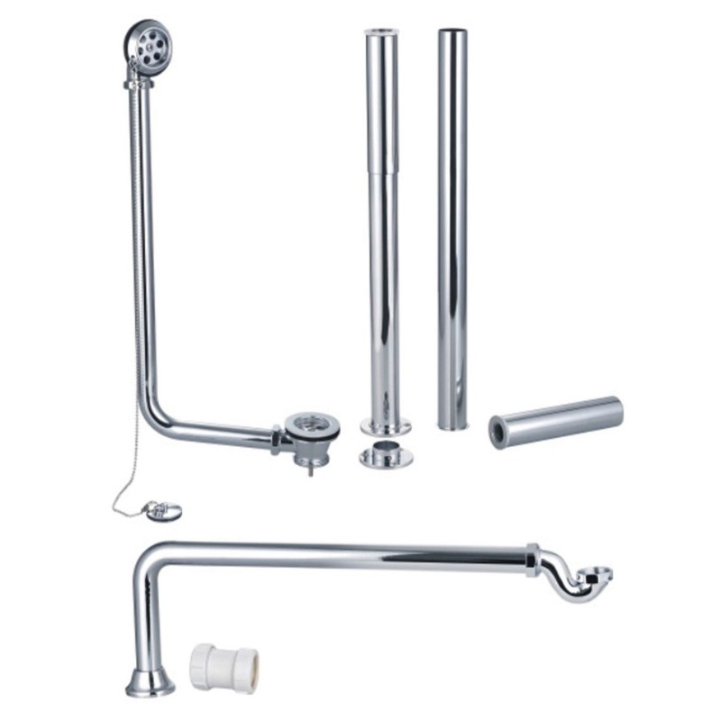 Exposed Bath Plug & Chain Waste With Pipe Shrouds