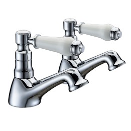 Gallileo Chrome Hot & Cold Basin Pillar Taps
