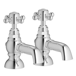 Justify Chrome Traditional Cross Head Hot & Cold Deck Mounted Bath Taps