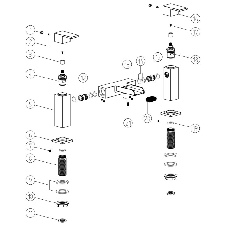 Arrogate Chrome Twin Lever Deck Mounted Bath Filler Tap
