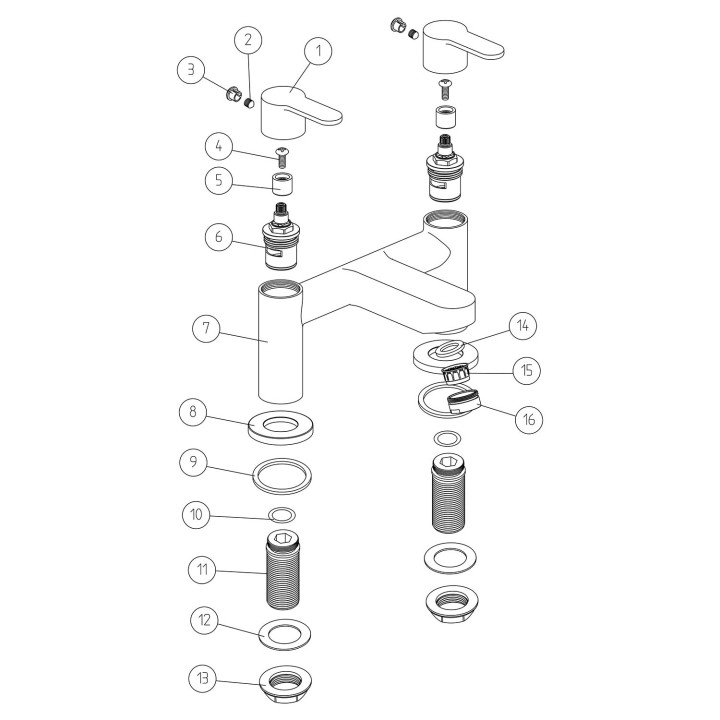 Arkle Chrome Twin Lever Deck Mounted Bath Filler Tap