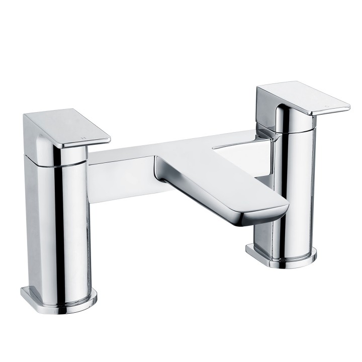 Marengo Chrome Twin Lever Deck Mounted Bath Filler Tap