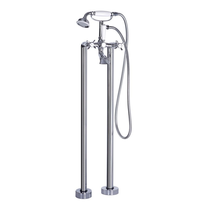 Shergar Chrome Traditional Freestanding Twin Lever Bath/Shower Mixer & Hand Shower