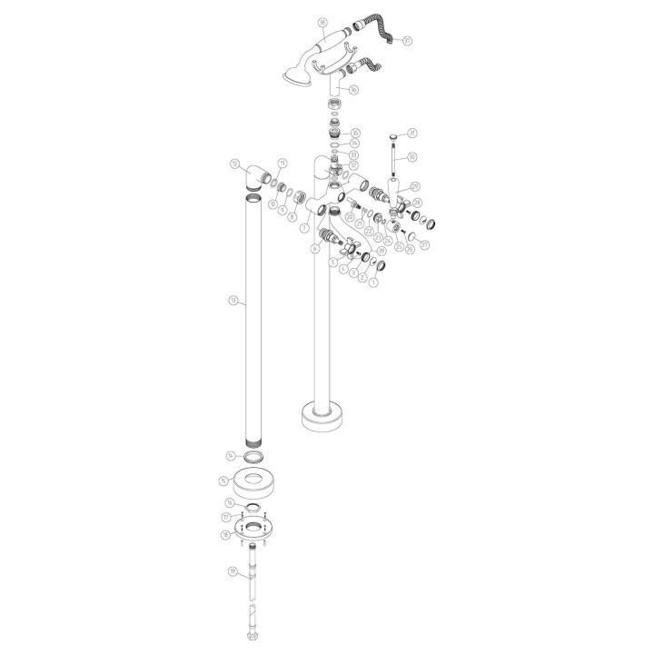 Shergar Chrome Traditional Freestanding Twin Lever Bath/Shower Mixer & Hand Shower