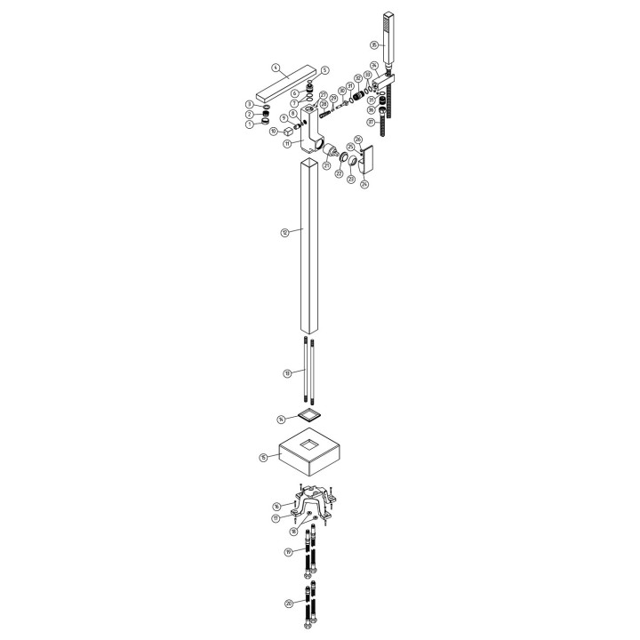 Secretariat Chrome Freestanding Single Lever Bath/Shower Mixer & Hand Shower