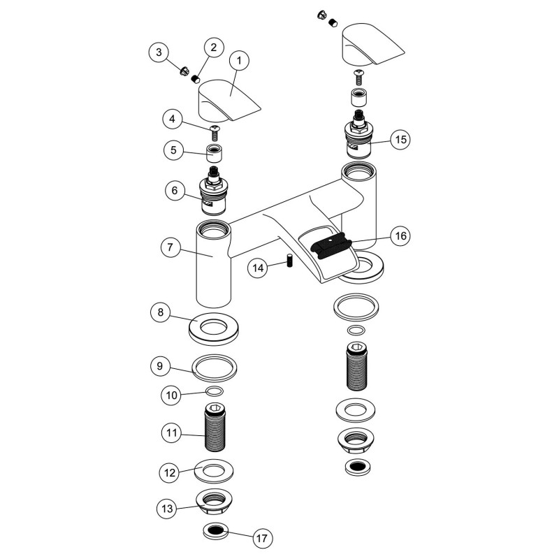 Denman Bath Filler - Chrome