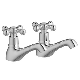 Enable Chrome Traditional Cross Head Hot & Cold Deck Mounted Bath Taps