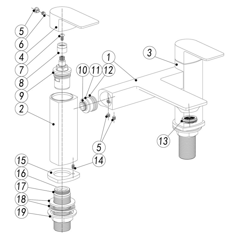 Ventura Bath Filler - Chrome